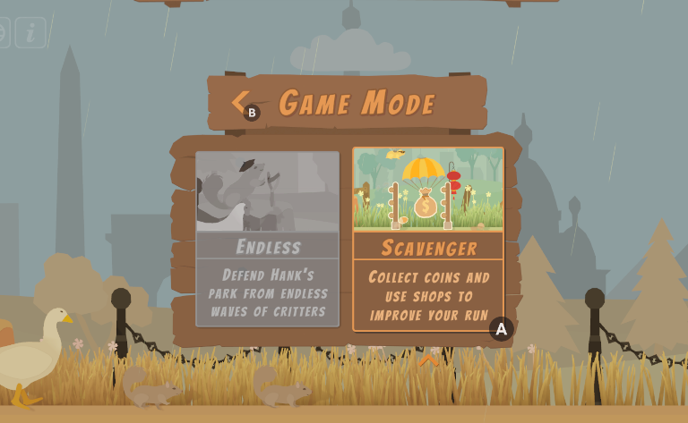 Scavenger Mode Selection Screen